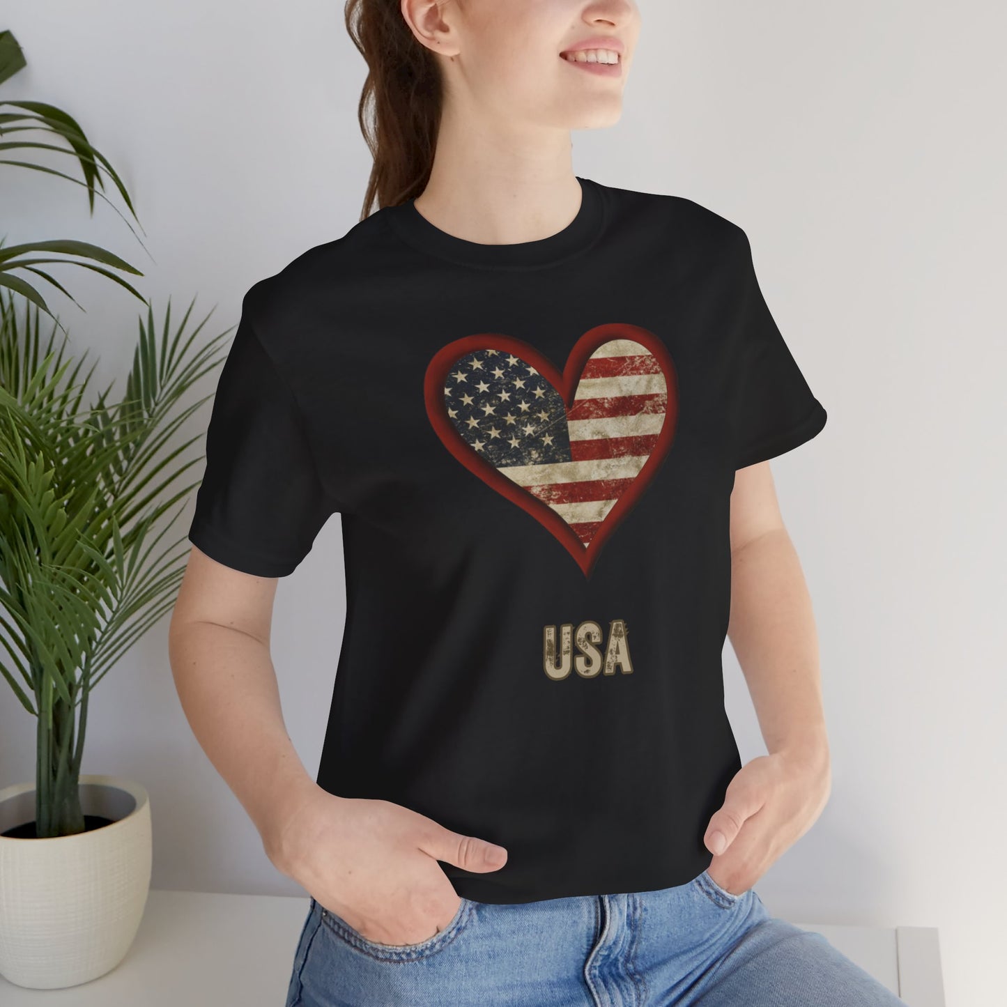 Flag and Heart T-shirt | Patriotic | Americana | Unisex | USA