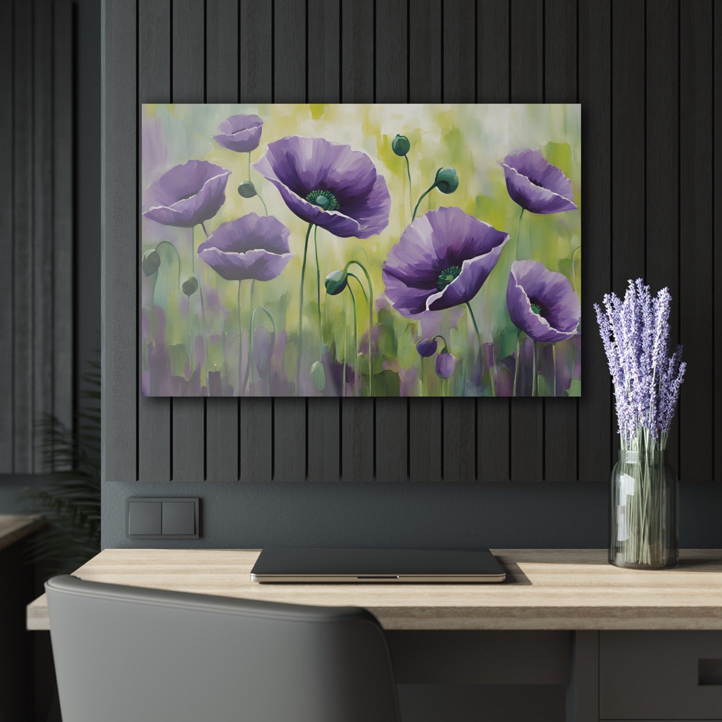 Large Floral Design Acrylic Print with French Cleat Nature Lover Wall Art Flower Lover Gift Poppy Flower Artwork Modern Garden Home Decor