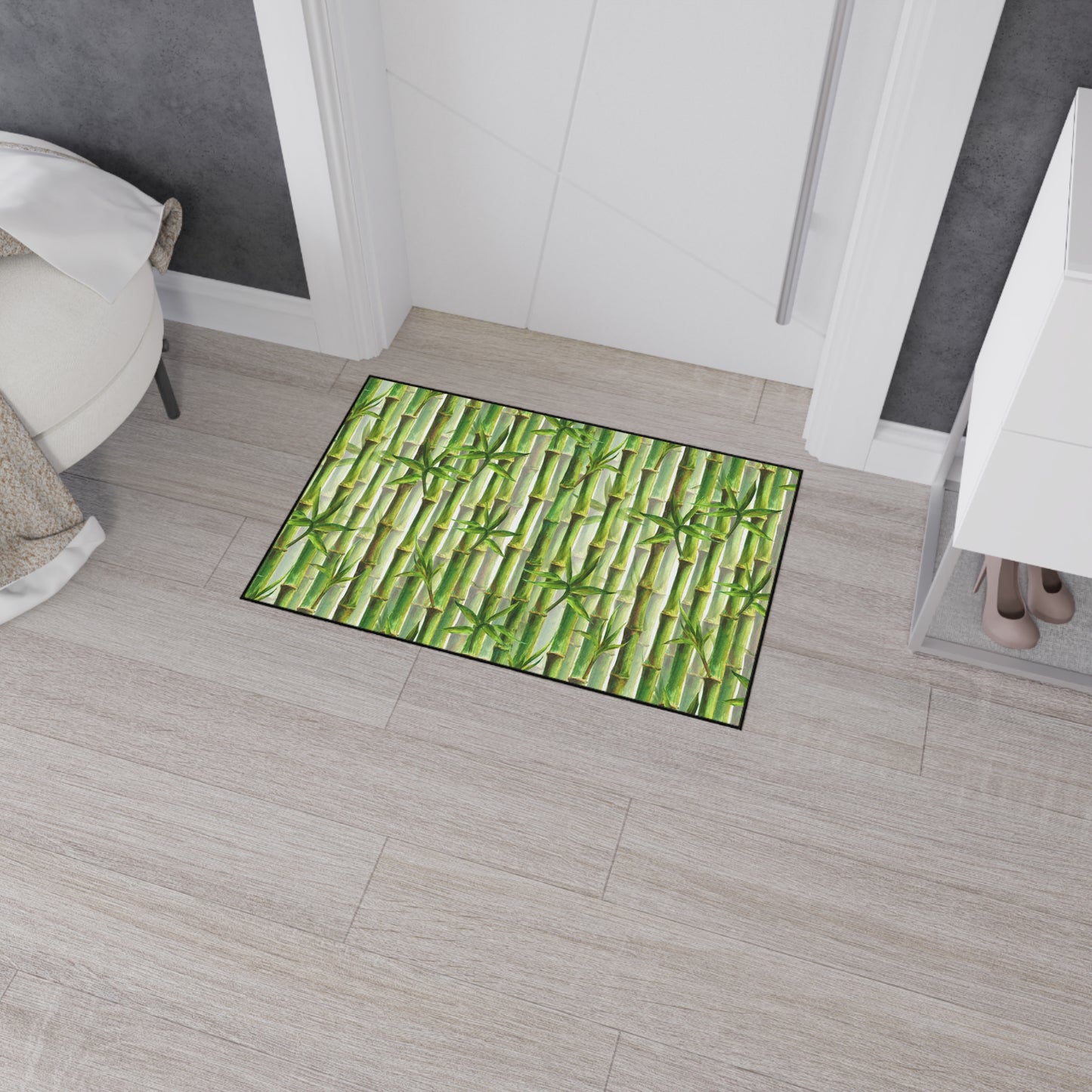 Decorative Heavy Duty Non-Slip Floor Mat Stylish Design Perfect for Entryway Kitchen Décor Beachy Rug Tropical Bamboo-look Bathroom Door Mat
