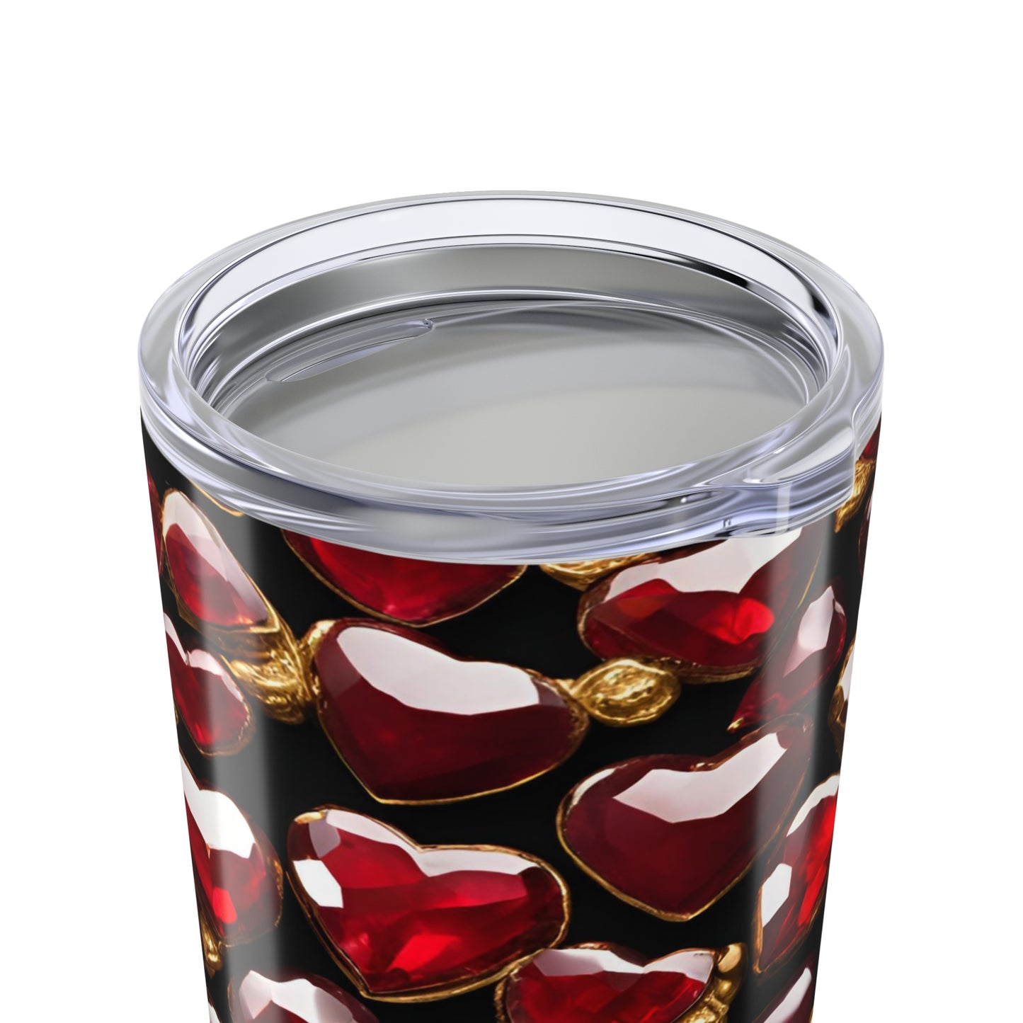 Ruby and Gold Hearts Tumbler Valentine's Gift for Her Love Friendship Gift Tumbler Gemstone Lover Rhinestone Crystal Design Tumbler