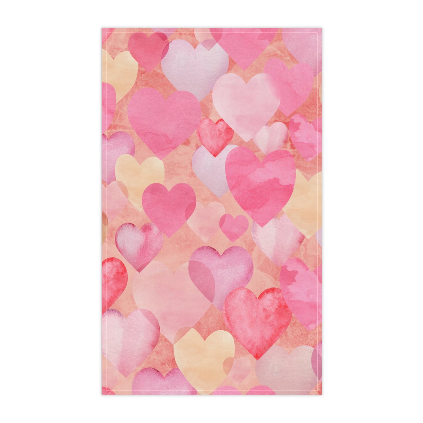 Heart Design Floral Pastel Kitchen Tea Towel Durable Hand Towel Flower Lover Whimsical Home Decor Decorative Kitchen Cotton Twill Valentine