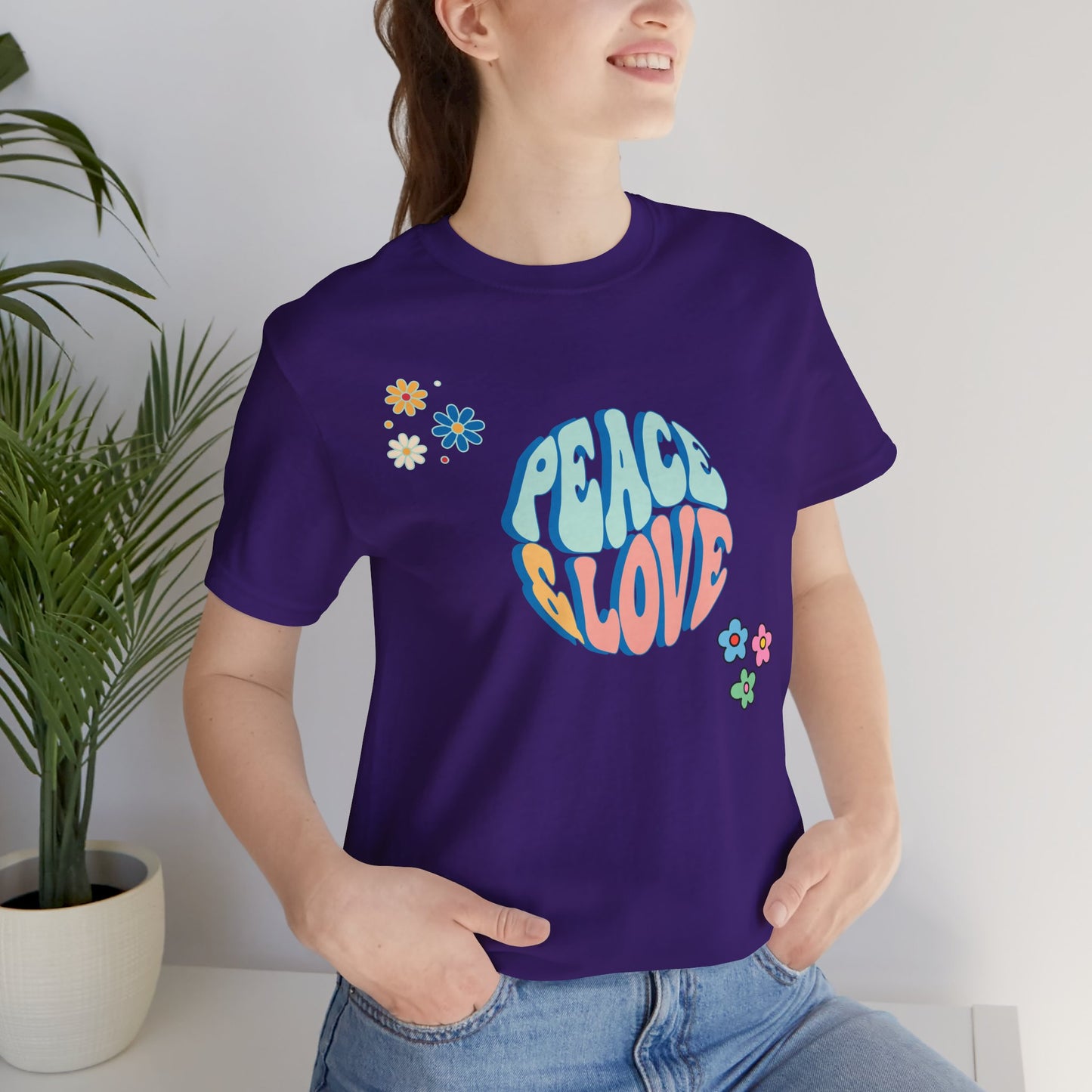 Peace and Love T-shirt | Unisex Retro Happy Inspirational Uplifting Hopeful Gift Tee |