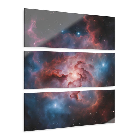 Celestial Deep Space Galaxy Nebula Design Triptych Acrylic Print Wall Art Unique Alternate Universe Decor Stargazer Cosmic Gift