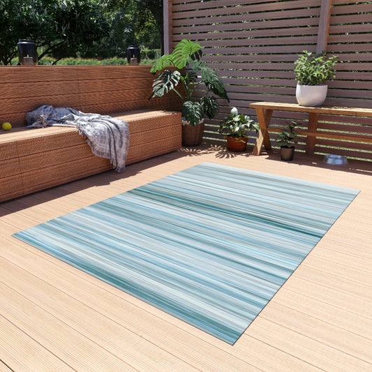 Stiped Chenille Outdoor Rug with No-Skid Backing Cozy Outdoor Carpet Patio Decor Gazebo Beachy Rug Pool Area Decor Outdoor Kitchen Carpet