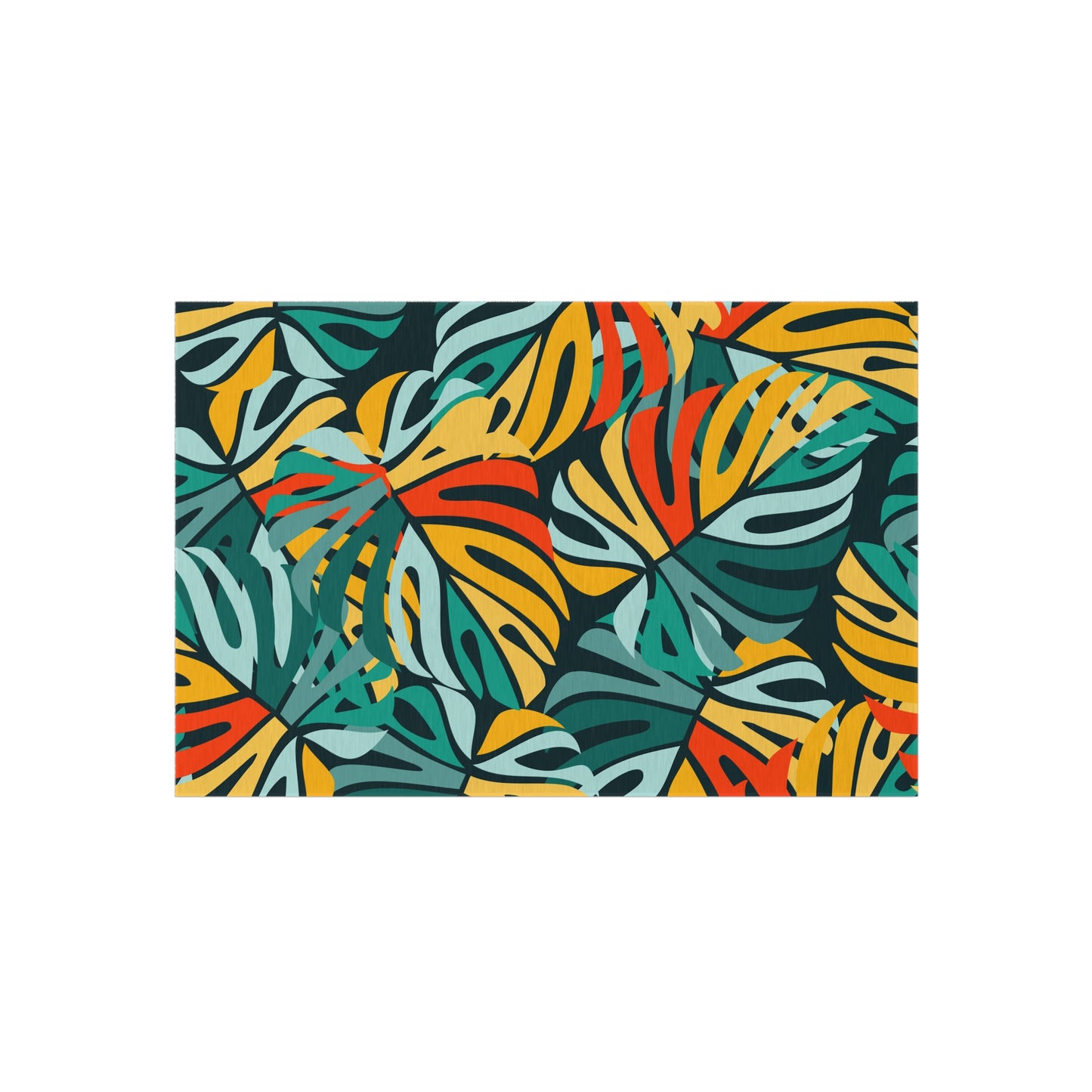 Tropical Chenille Outdoor Rug with No-Skid Backing Cozy Outdoor Carpet Patio Decor Hawaiian Floral Beachy Gazebo Rug Pool Area Decor