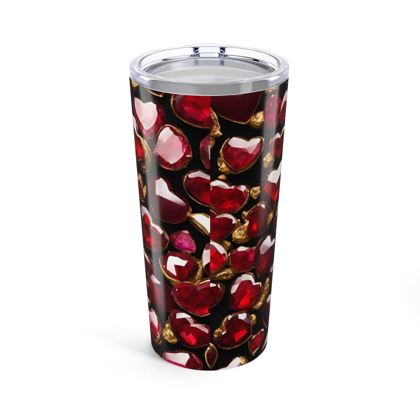 Ruby and Gold Hearts Tumbler Valentine's Gift for Her Love Friendship Gift Tumbler Gemstone Lover Rhinestone Crystal Design Tumbler