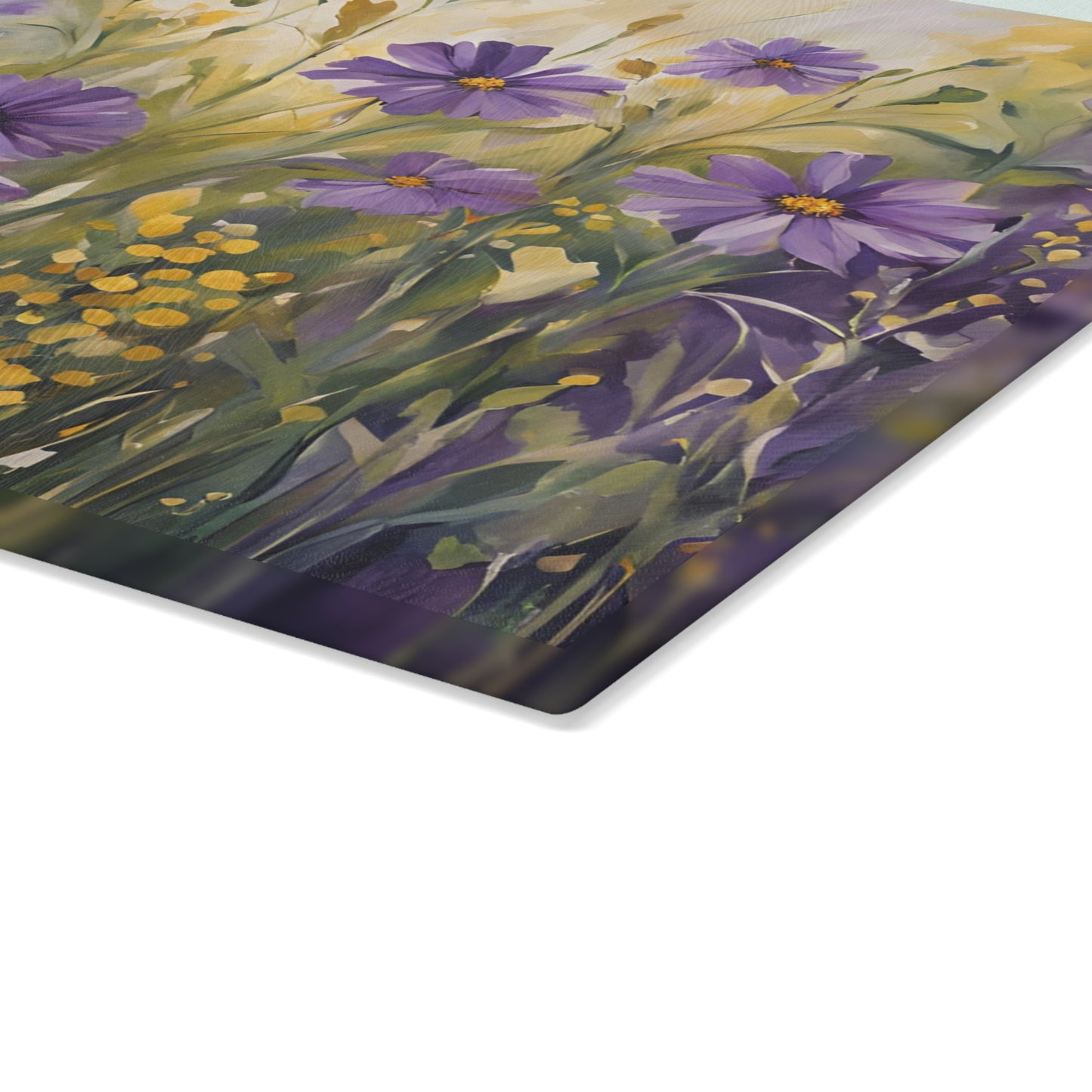 Kitchen Decor Glass Cutting Board Serving Tray with Floral Design Pattern Cutting Board Gift for Home Cook Charcuterie Board