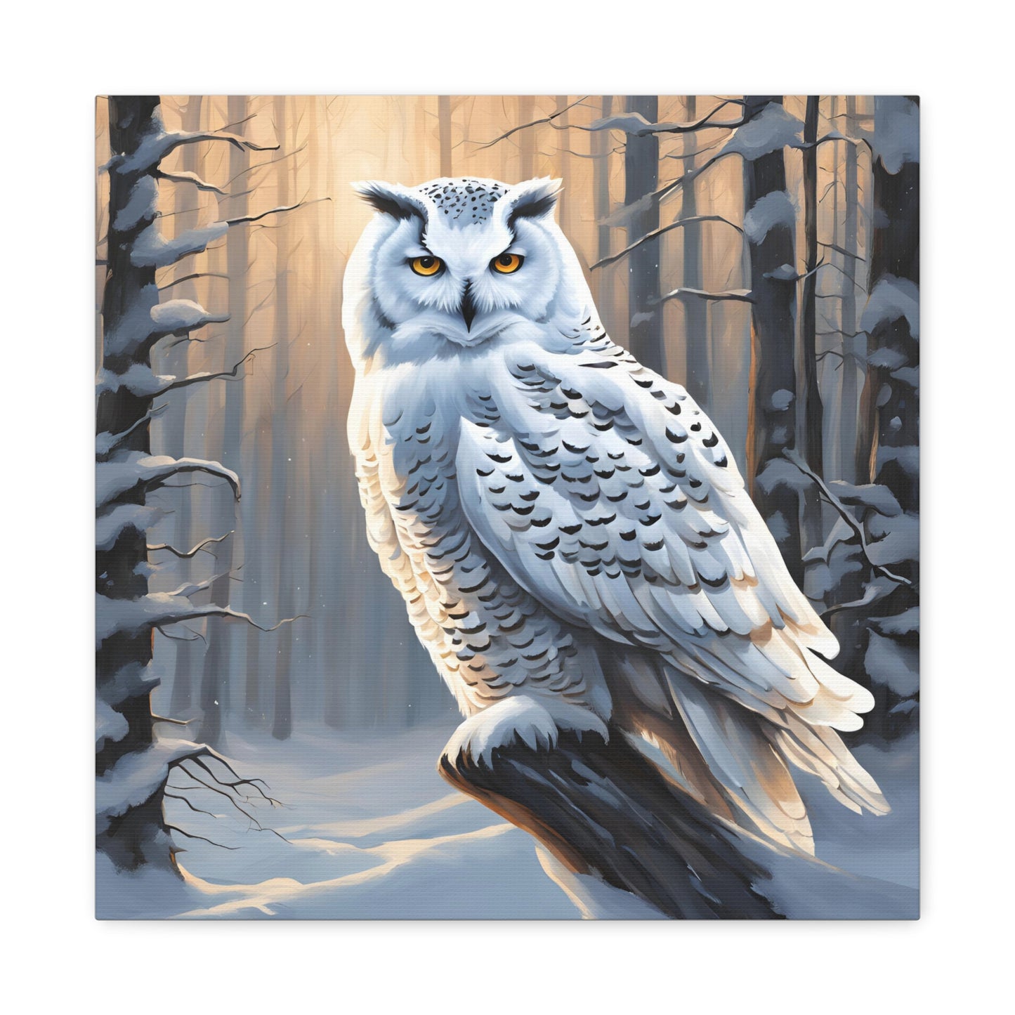 Snowy Owl Print Wall Art | Matte Canvas, Stretched, 1.25" | Animal Lover | Winter | White Owl |