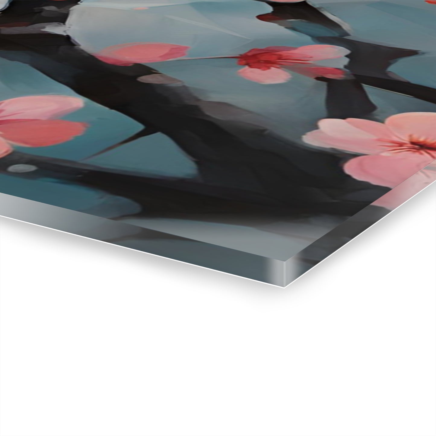 Large Floral Design Acrylic Print with French Cleat Nature Lover Wall Art Flower Lover Gift Artwork Modern Plum Cherry Blossom Home Decor