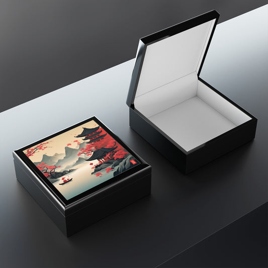 Unique Art Print Design Jewelry Box Trinket Box Bedroom Dresser Decor Vanity Gift Box - 3 colors to choose from