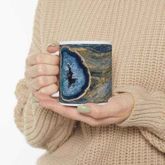 Blue Crystal Geode Design Coffee Tea Mug Cottage Core Boho Gemologist Gift for Her Nature Lover Rock Gift