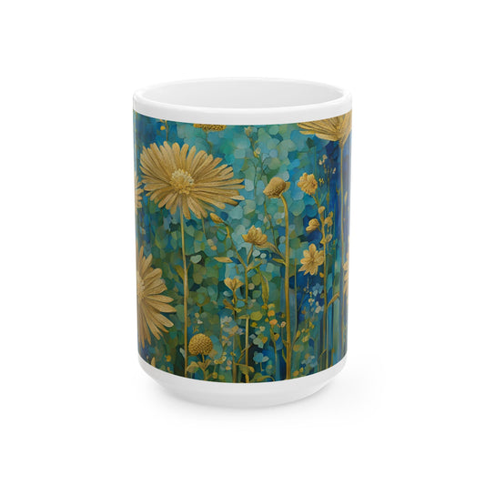 Boho Wildflowers Cottagecore 15-oz Coffee Mug Pressed Flowers Pastel Floral Nature Mug Wildflower Tea Cup Flower Garden Lover Gift for Her