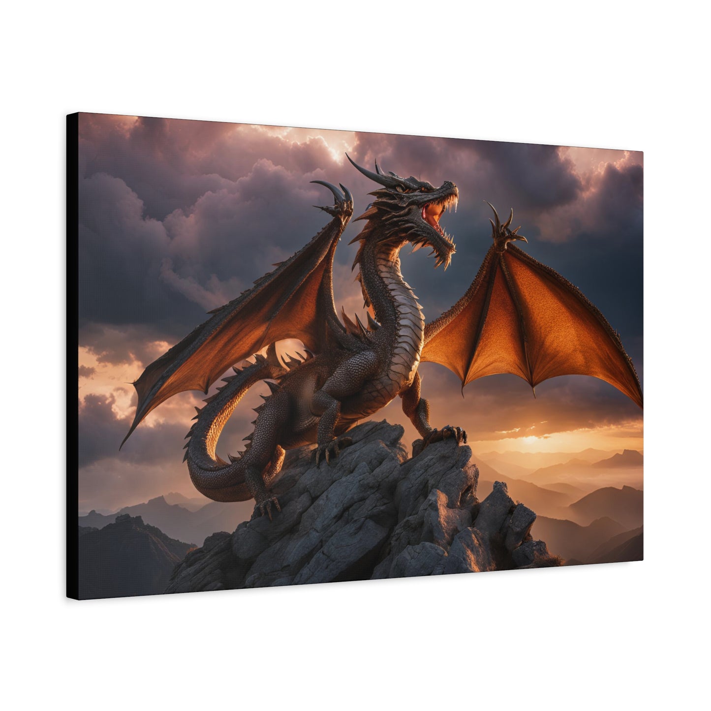 Dragon Print Wall Art | Matte Canvas, Stretched, 1.25" | Anime | Fantasy |