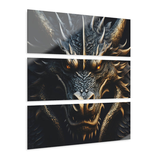 Dragon Design Triptych Acrylic Print Wall Art Unique Cosplay Anime Dragon Lover Gift Sci-Fi Fantasy Art