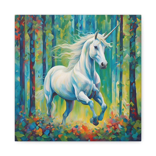 Unicorn Print Wall Art | Matte Canvas, Stretched, 1.25" | Fantasy Anime Modern Art Print Mystical Creature Gift