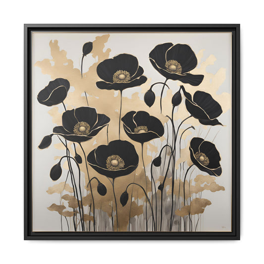 Modern Poppies Print Floral Design Unique Framed Canvas Print Wall Art Flower Lover Gift Nature Lover Gift Wildflower Decor 3 frame colors