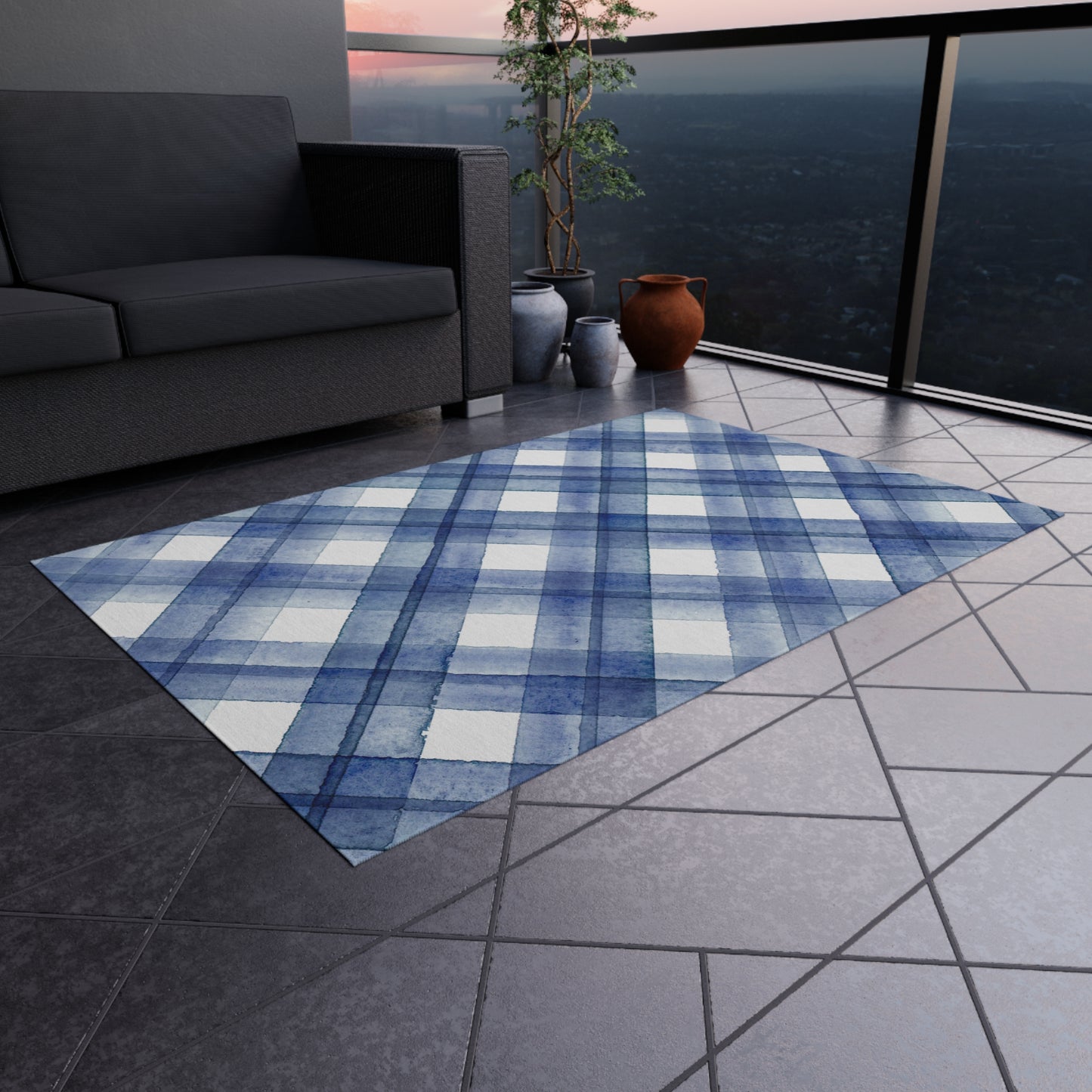 Striped Chenille Outdoor Rug with No-Skid Backing Cozy Outdoor Carpet Patio Decor Gazebo Rug Pool Area Decor Outdoor Kitchen Carpet