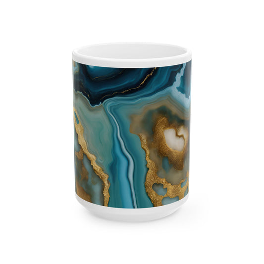 Boho Cottagecore 15-oz Ceramic Coffee Mug Quartz-Inspired Image Pastel Nature Rock Lover Ceramic Tea Cup Flower Garden Lover Gift for Her