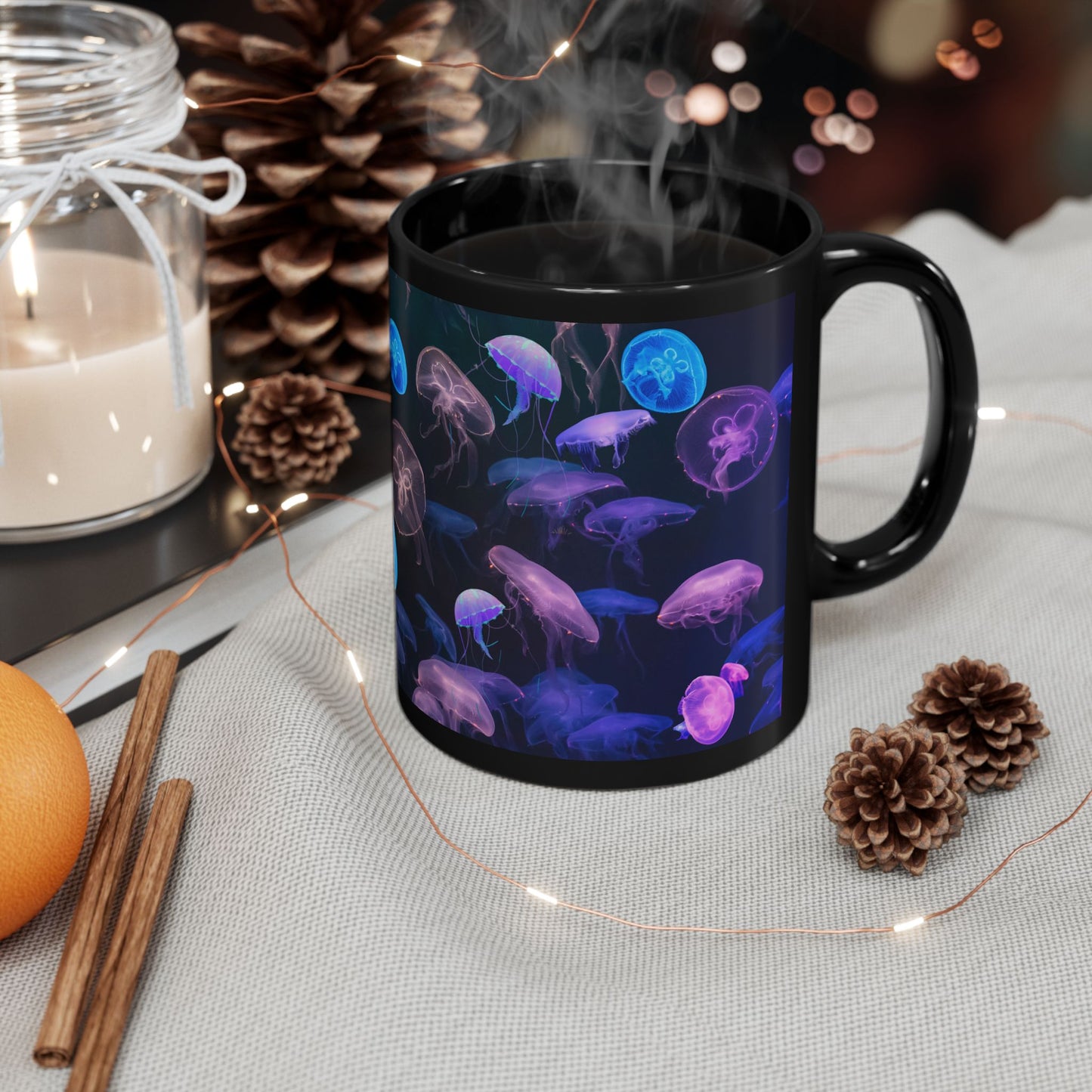 Neon Underwater Jellyfish Sea Lover Gift Mug Aquarium Sea Creature Aquatic Mug Great Scuba Diver Marine Life Gift