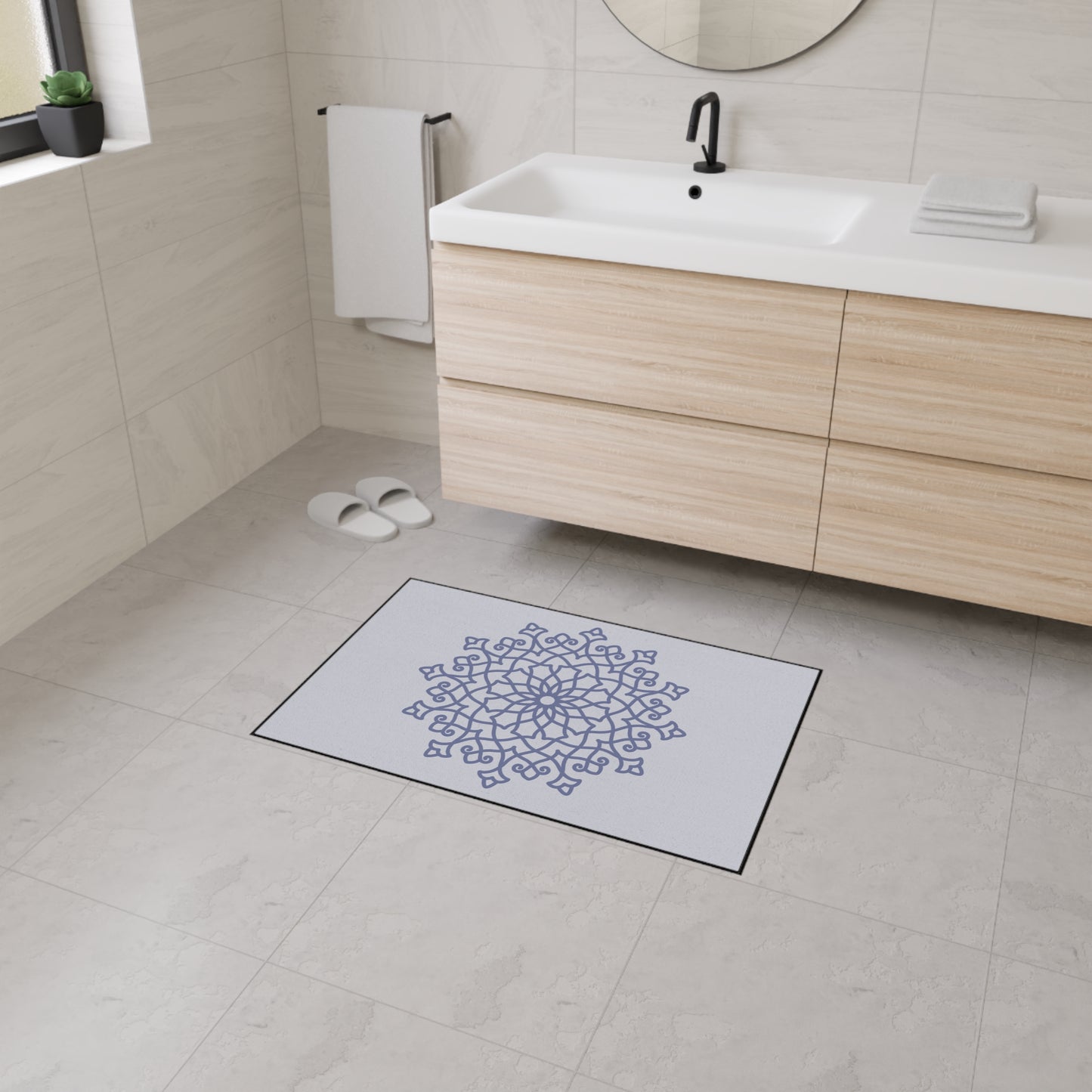 Decorative Heavy Duty Non-Slip Floor Mat Stylish Design Perfect for Entryway Kitchen Décor Grey Geometric Floral Design Rug Bathroom Mat