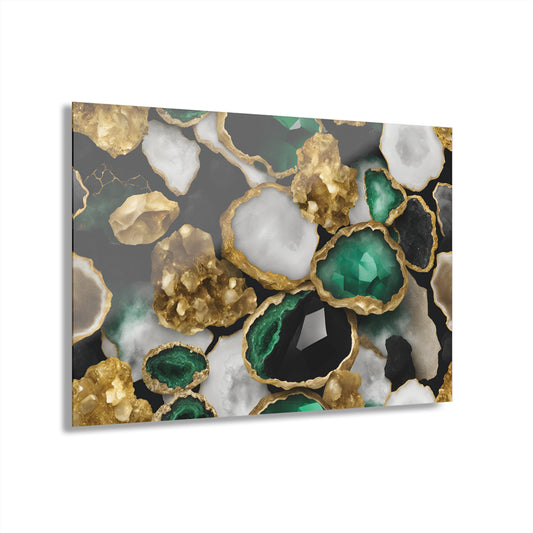 Large Geode-Inspired Design Acrylic Print with French Cleat Agate Marble-look Nature Wall Art Rock Lover Relaxing Artwork Modern Home Decor