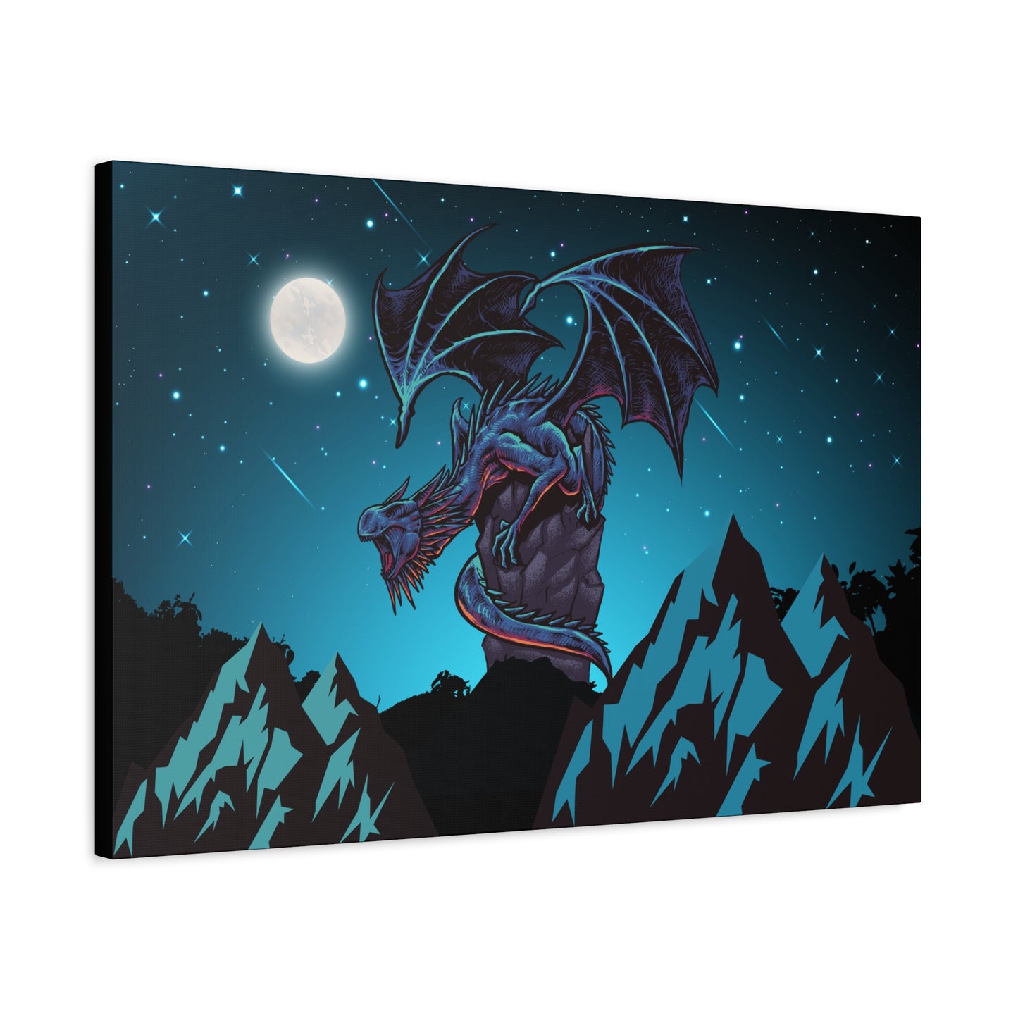 Dragon Print Wall Art | Matte Canvas, Stretched, 1.25" | Anime Gothic Sci-fi Print