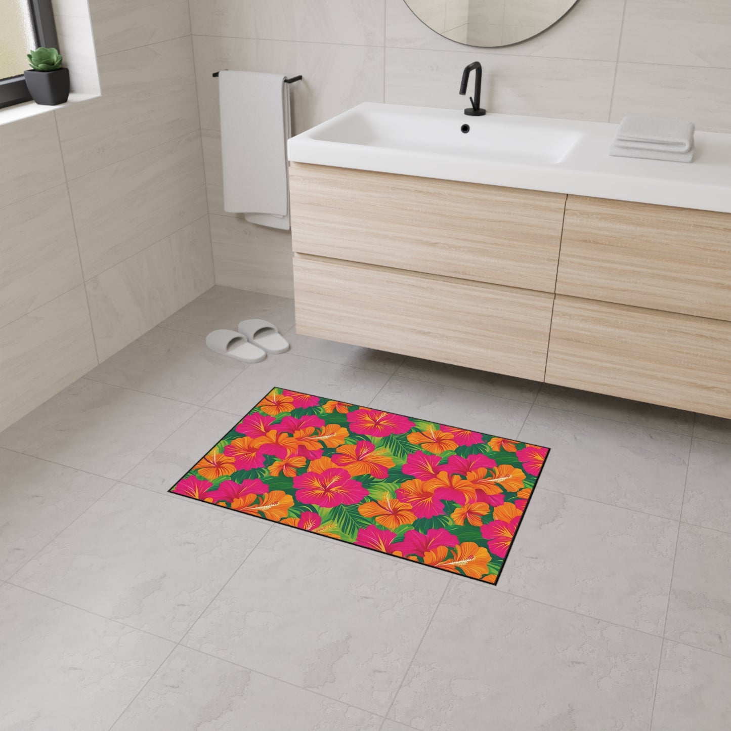Decorative Heavy Duty Non-Slip Floor Mat Stylish Design Perfect for Entryway Kitchen Décor Beachy Hawaiian Rug Tropical Bathroom Floor