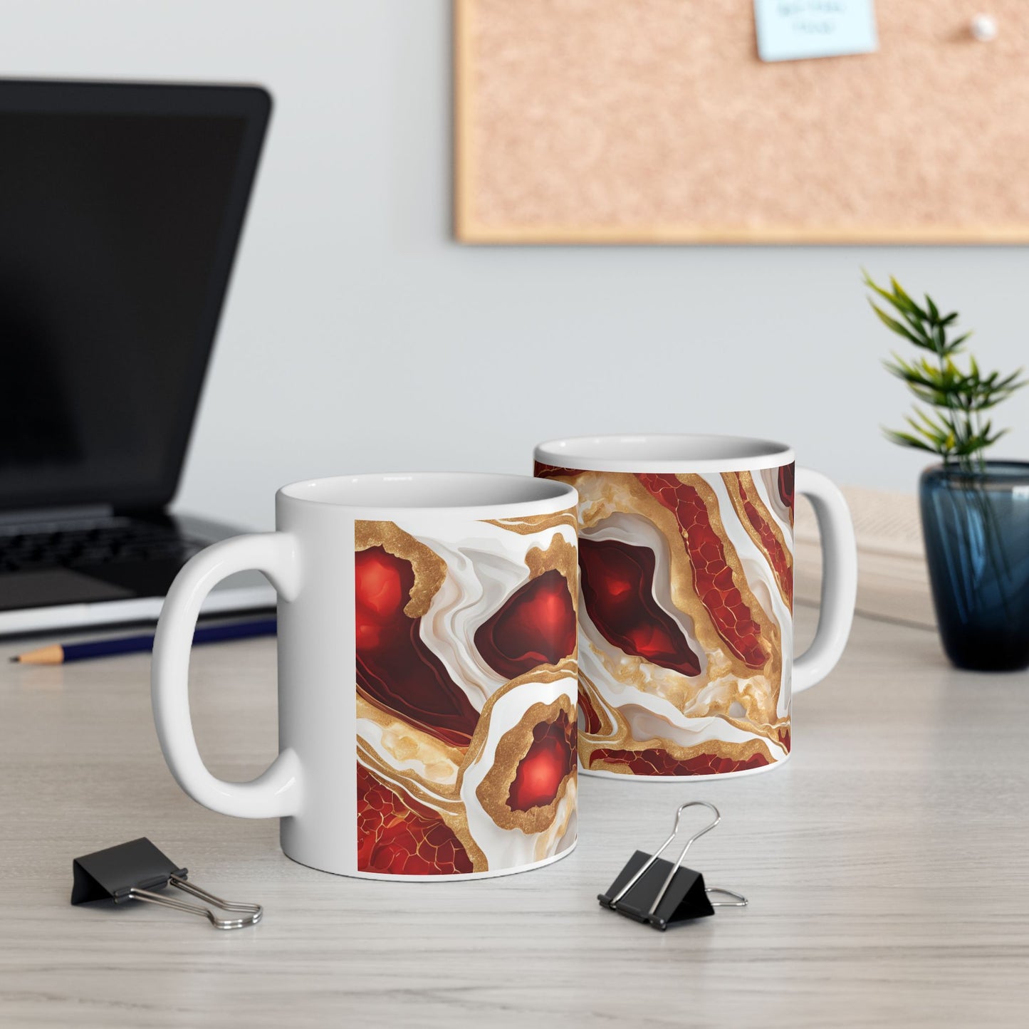 Ruby Red and White Crystal Geode Design Coffee Tea Hot Chocolate Mug Valentine's Day Gift for Nature Lover Gift Geology Marble Rock Lover