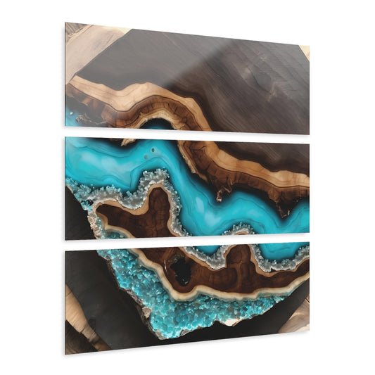 Stunning Geode-Inspired Quartz Crystal-look Design Triptych Acrylic Print Wall Art Nature Lover Gift Geology Rock Wood Lover Gift