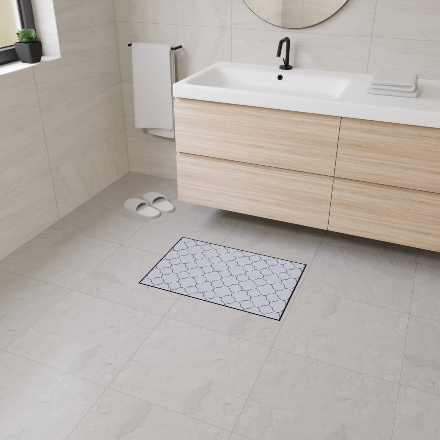 Decorative Heavy Duty Non-Slip Floor Mat Stylish Design Perfect for Entryway Kitchen Décor Grey Floral Geometric Design Rug Bathroom Mat