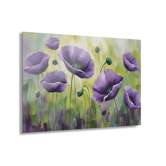 Large Floral Design Acrylic Print with French Cleat Nature Lover Wall Art Flower Lover Gift Poppy Flower Artwork Modern Garden Home Decor