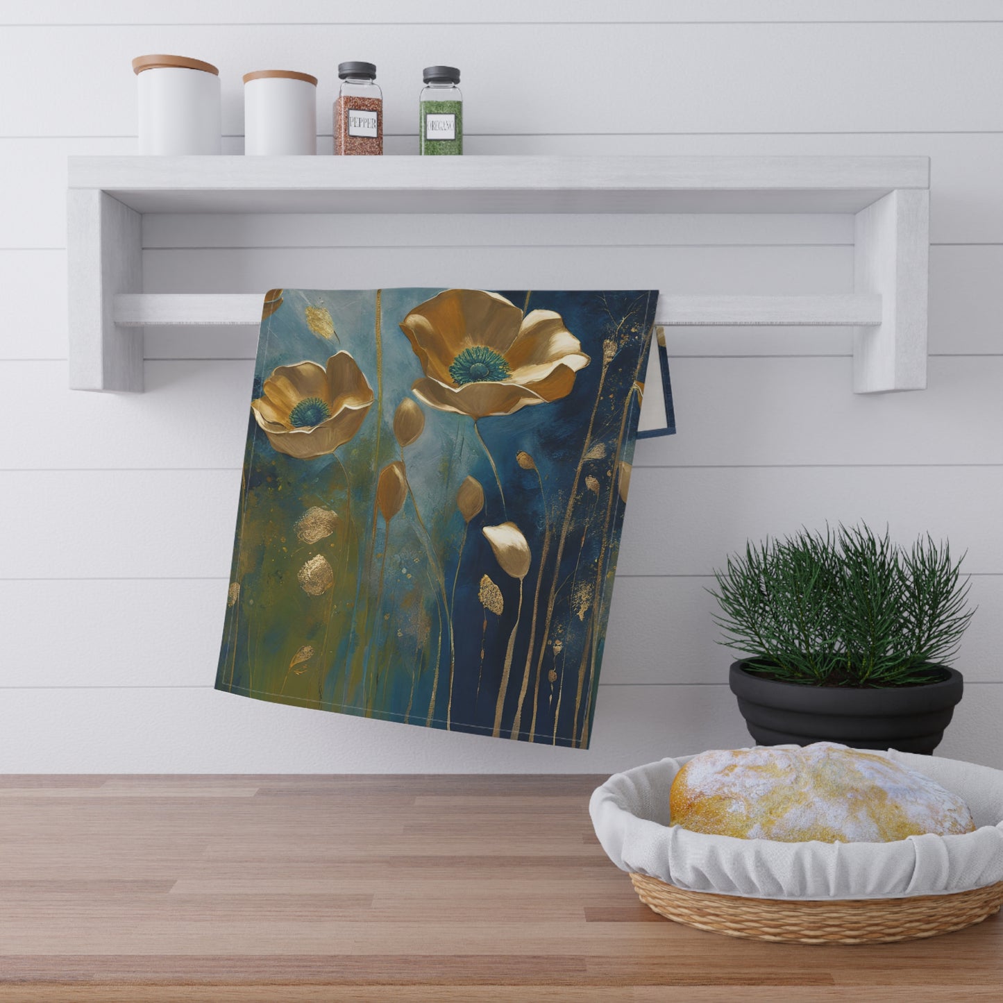 Floral Kitchen Tea Towel Pastel Dish Towel Durable Hand Towel Gift for Flower Lover Whimsical Home Decor Decorative Kitchen Cotton Twill