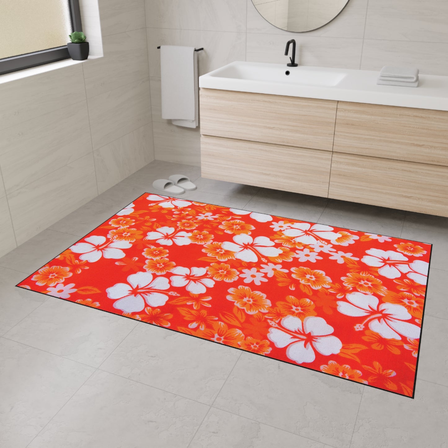 Decorative Heavy Duty Non-Slip Floor Mat Stylish Design Perfect for Entryway Kitchen Décor Beachy Hawaiian Rug Tropical Bathroom Floor