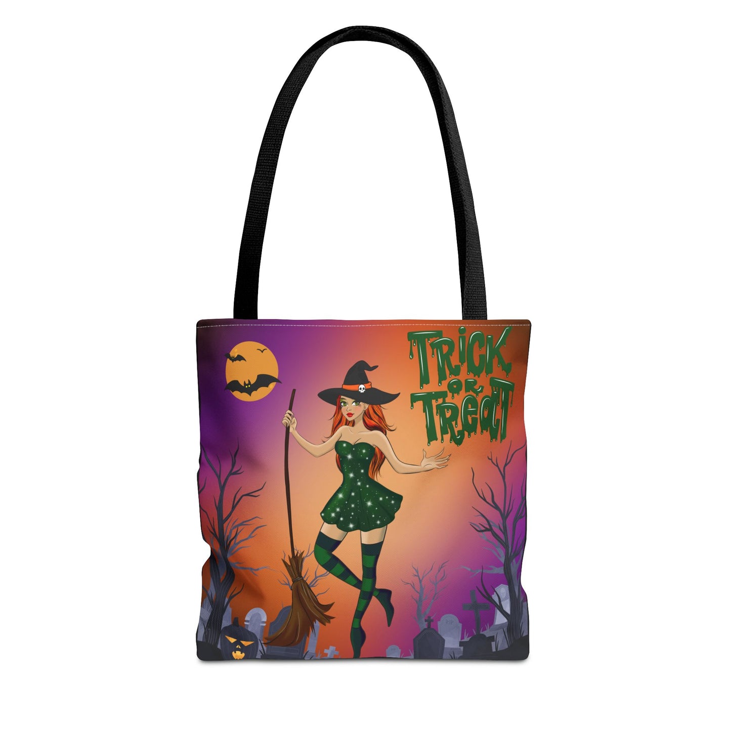 Halloween Witch Tote Bag | Carryall | Grocery Bag | Shopping Bag | Pumpkin | Autumn | Trick or Treat | Candy Bag |