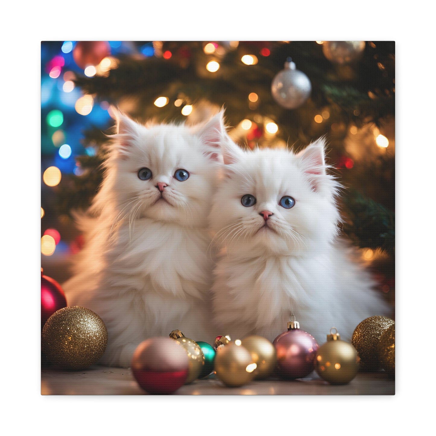 Christmas Kittens Print Wall Art | Matte Canvas, Stretched, 1.25" | Animal Lover | Holiday Gift |