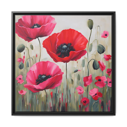 Modern Poppies Print Floral Design Unique Framed Canvas Print Wall Art Flower Lover Gift Nature Lover Gift Wildflower Decor 3 frame colors