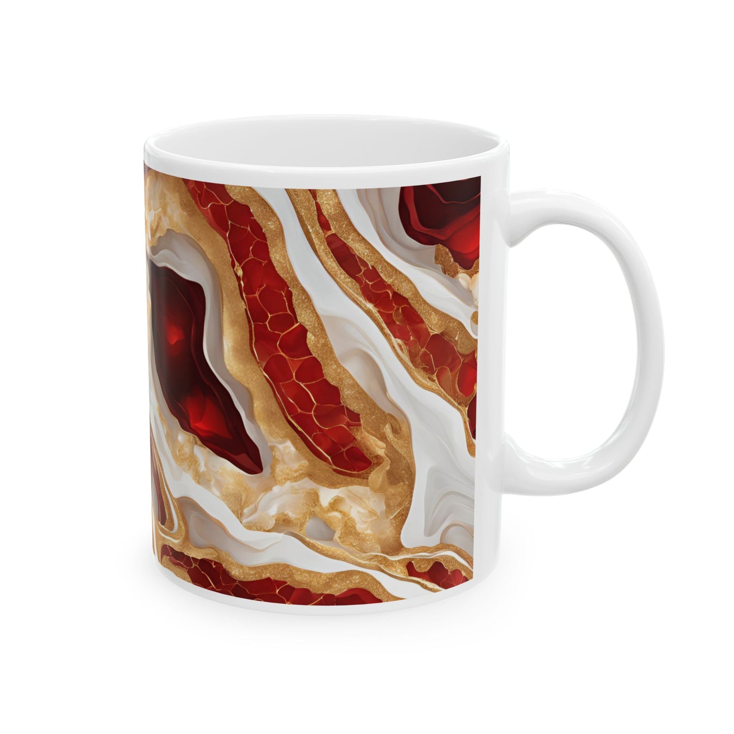 Ruby Red and White Crystal Geode Design Coffee Tea Hot Chocolate Mug Valentine's Day Gift for Nature Lover Gift Geology Marble Rock Lover