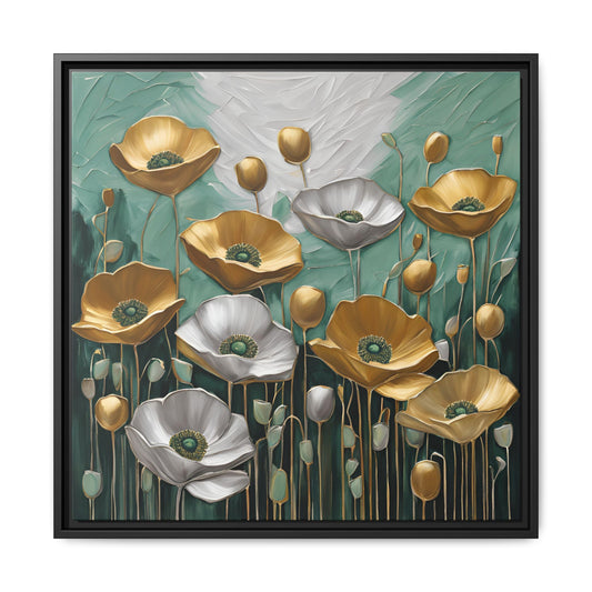 Modern Poppies Print Floral Design Unique Framed Canvas Print Wall Art Flower Lover Gift Nature Lover Gift Wildflower Decor 3 frame colors