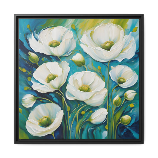 Modern Poppies Print Floral Design Unique Framed Canvas Print Wall Art Flower Lover Gift Nature Lover Gift Wildflower Decor 3 frame colors