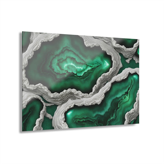 Large Geode-Inspired Design Acrylic Print with French Cleat Agate Marble-look Nature Wall Art Rock Lover Relaxing Artwork Modern Home Decor