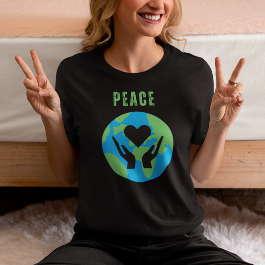 World Peace Unisex T-Shirt Positive Energy Gift Good Vibes Tee Universal Peace T-Shirt