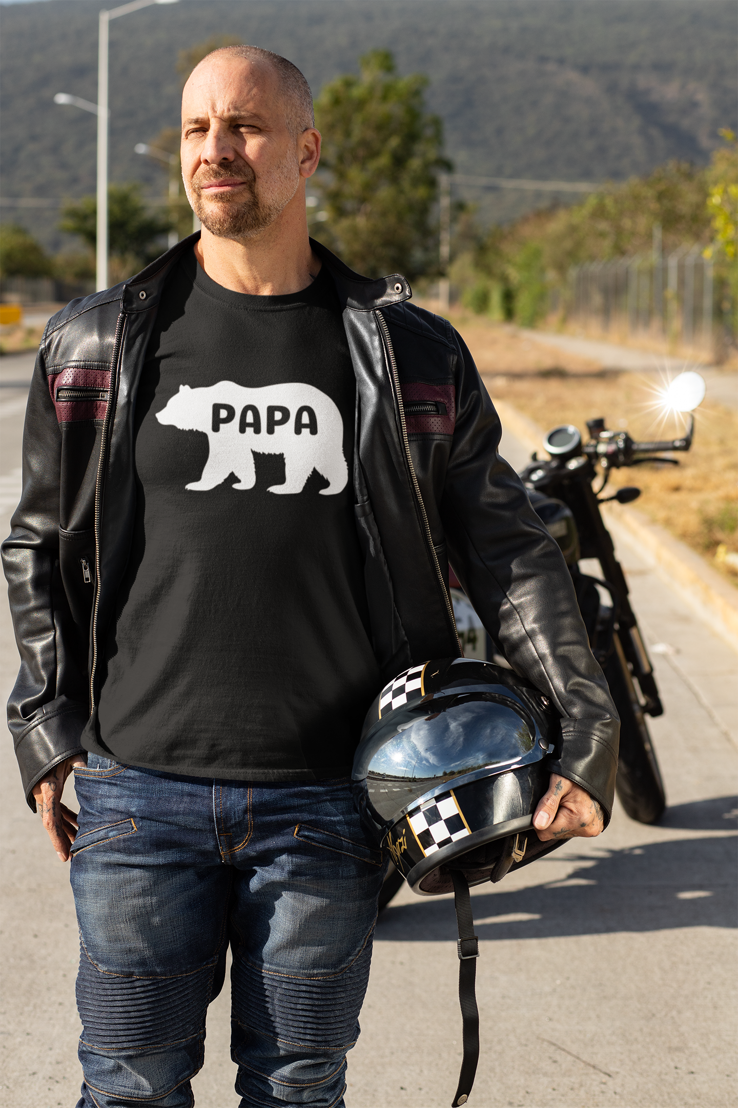 Papa Bear T-shirt Gift for Dad Grandpa Shirt Funny Bear Tee for Dads Animal Lover Gift Comfort Colors Relaxed Fit Garment-Dyed Tee