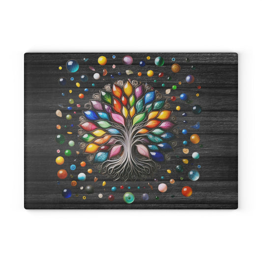 Glass Kitchen Decor Glass Cutting Board Serving Tray with Tree of Life Design Cutting Board Gift for Home Cook Glass Charcuterie Board