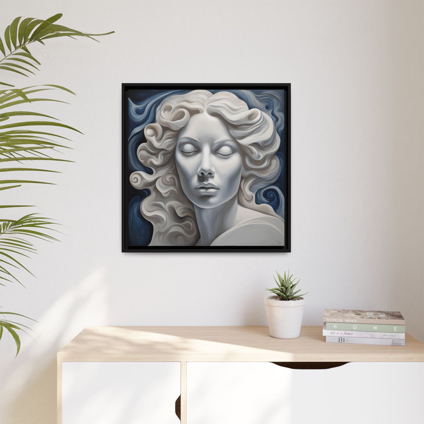Modern Abstract Woman's Face Design Unique Framed Print Canvas Wall Decor Gift 3 frame colors to chose from