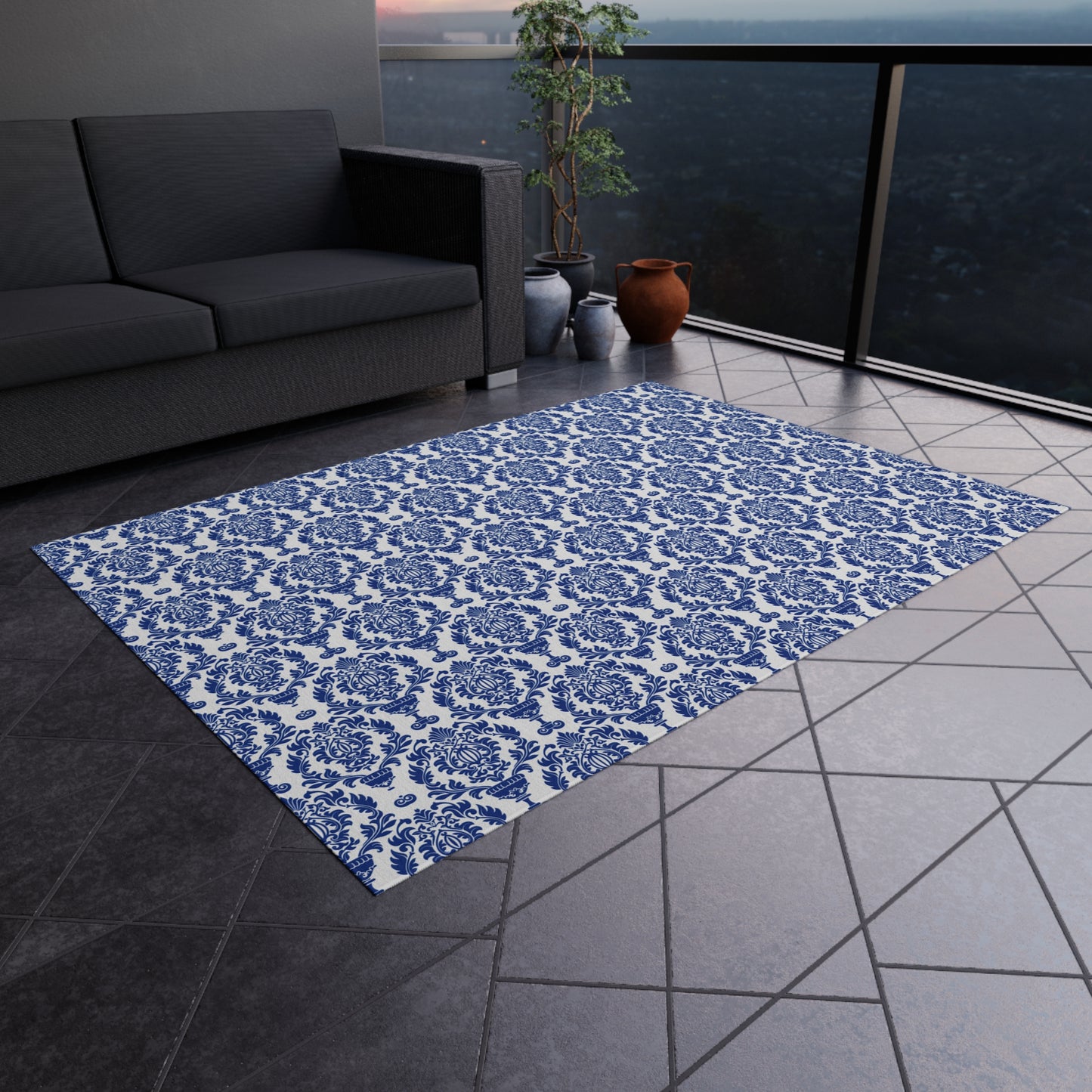 Chenille Print Pattern Outdoor Rug with No-Skid Backing Cozy Outdoor Carpet Patio Decor Gazebo Rug Pool Area Decor Outdoor Kitchen Carpet