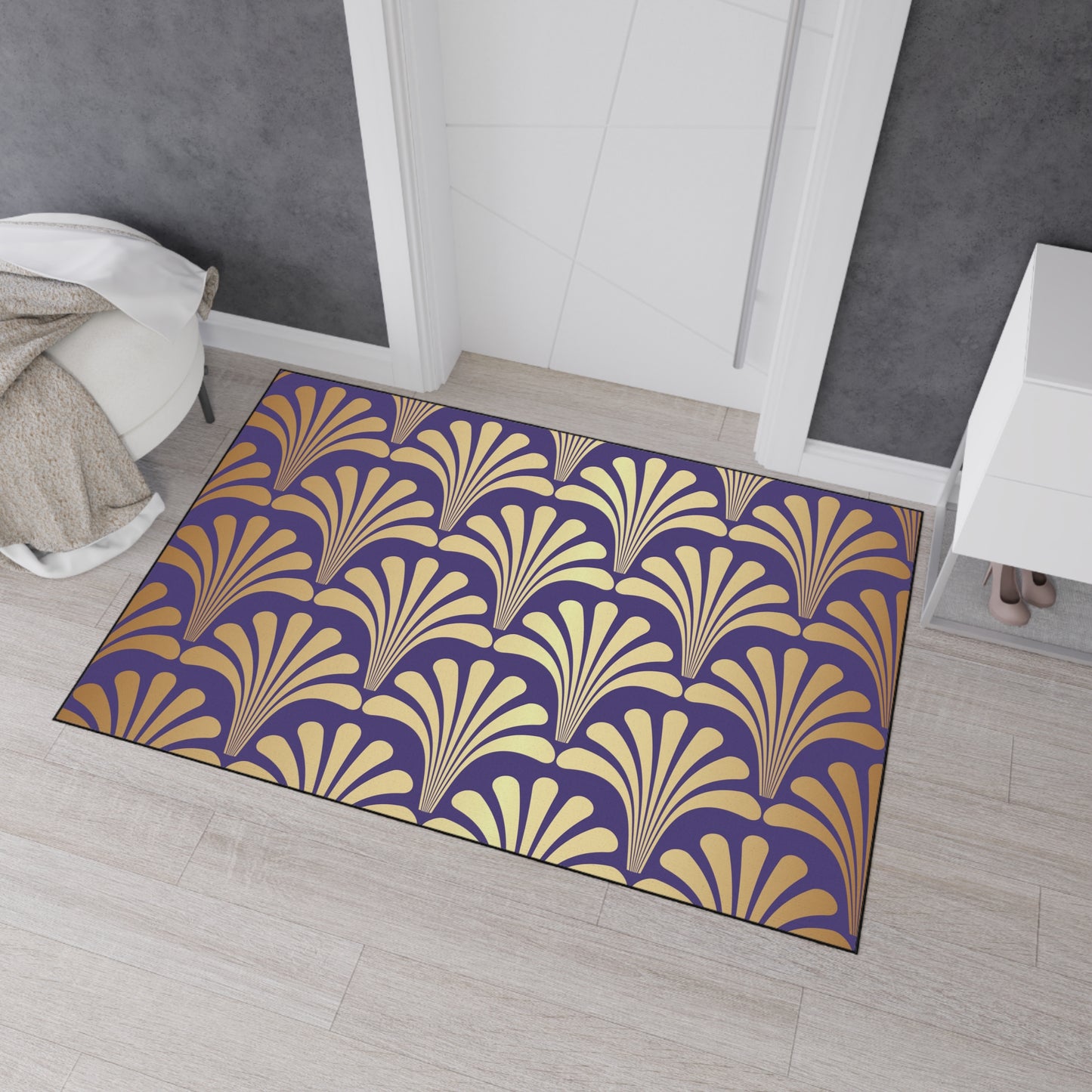 Decorative Heavy Duty Non-Slip Floor Mat Stylish Design Perfect for Entryway Kitchen Décor Purple Geometric Floral Design Rug Bathroom Mat