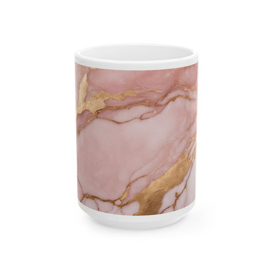 Boho Cottagecore 15-oz Ceramic Coffee Mug Quartz-Inspired Image Pastel Nature Rock Lover Ceramic Tea Cup Flower Garden Lover Gift for Her