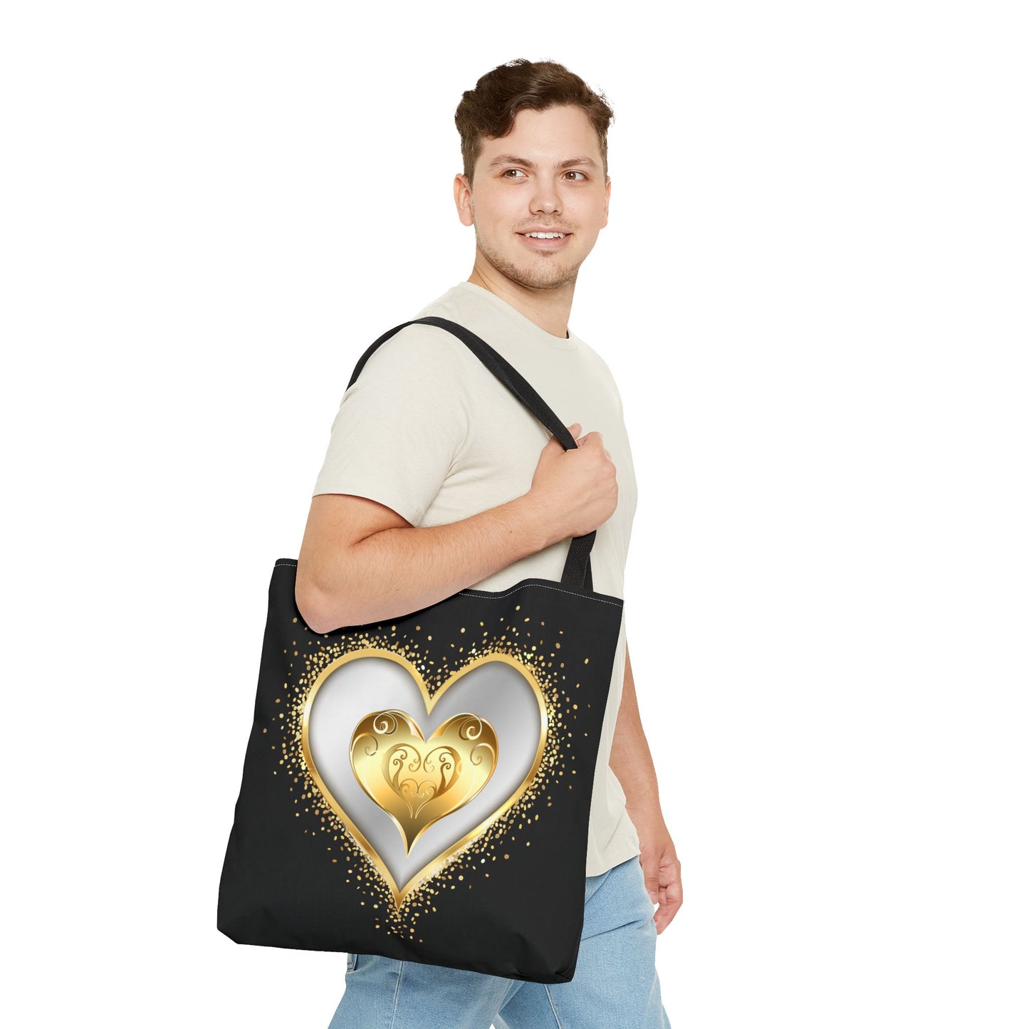 Heart Tote Bag | Carryall | Gold & Silver | Love | Happiness | Friendship |