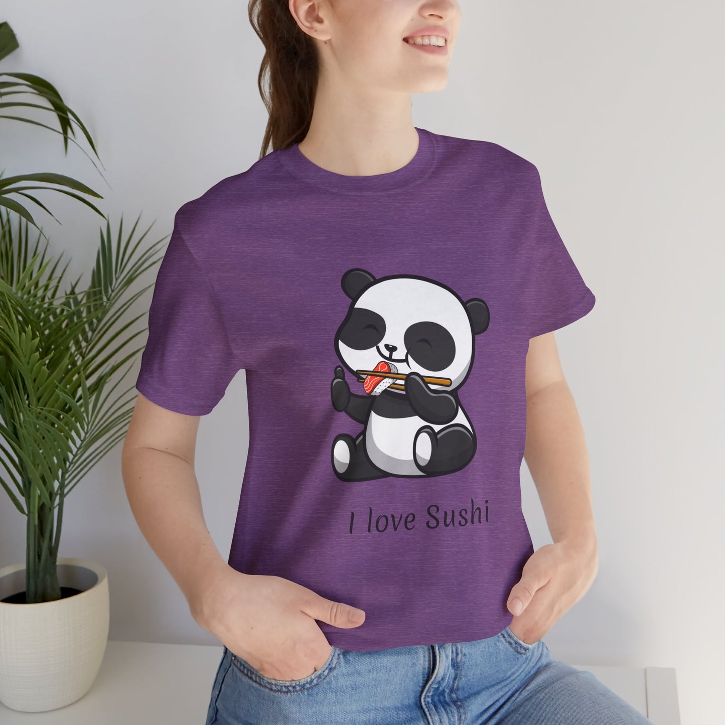 I Love Sushi T-shirt | Funny | Panda Bear | Unisex | Foodie | Culinary | Cute