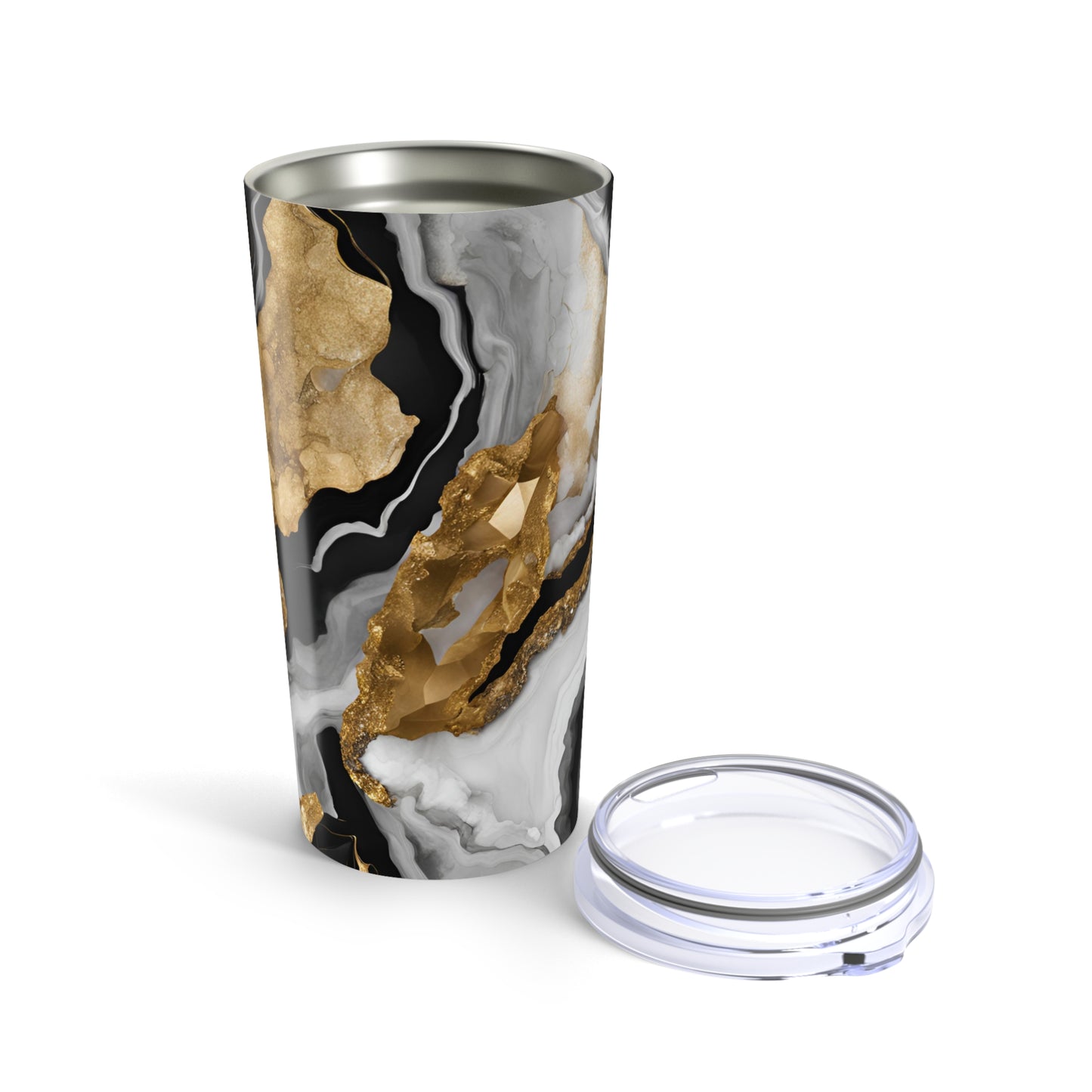 Black, White and Gold Geode Design 20 oz Tumbler Nature Lover Gift Geology Rock Lover Insulated Stainless Hot or Cold Marble Design Tumbler